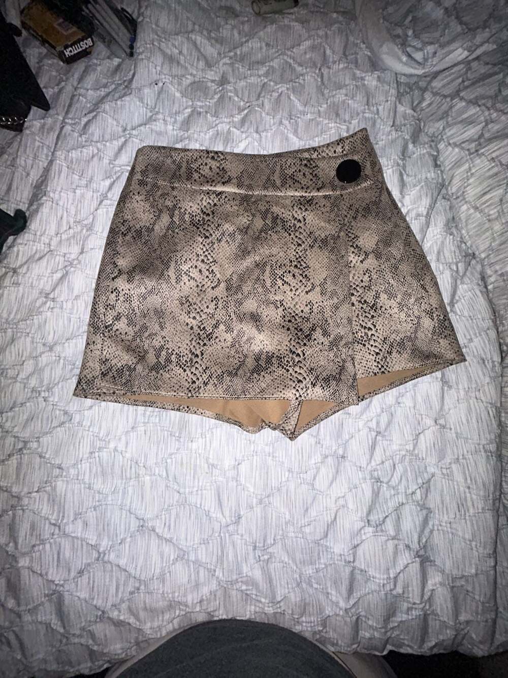 Zara Basic Snakeskin Print Wrap Front Skort Size S